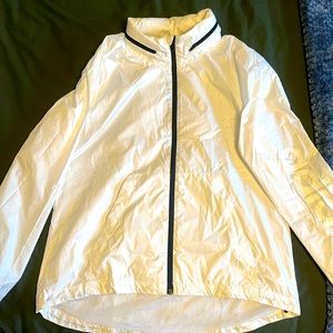 Adidas White Linear Packable Water Resistant Windbreaker with hood Jacket, L